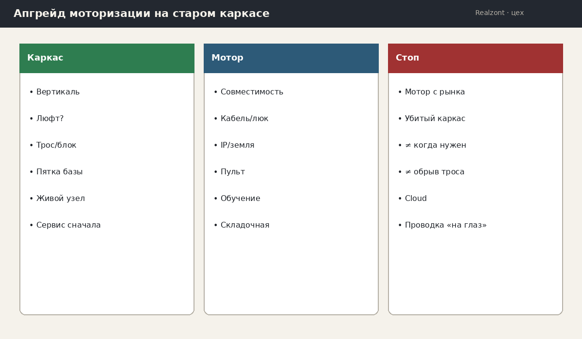 Схема: апгрейд моторизации
