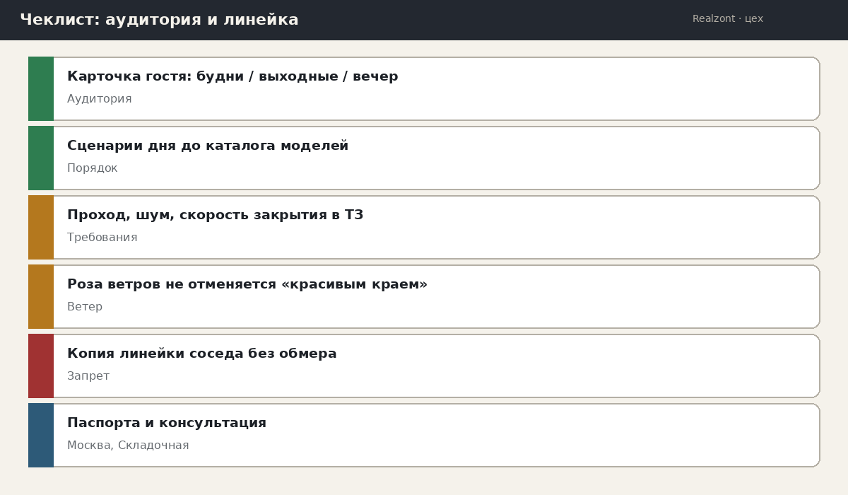 Чеклист выбора линейки под аудиторию