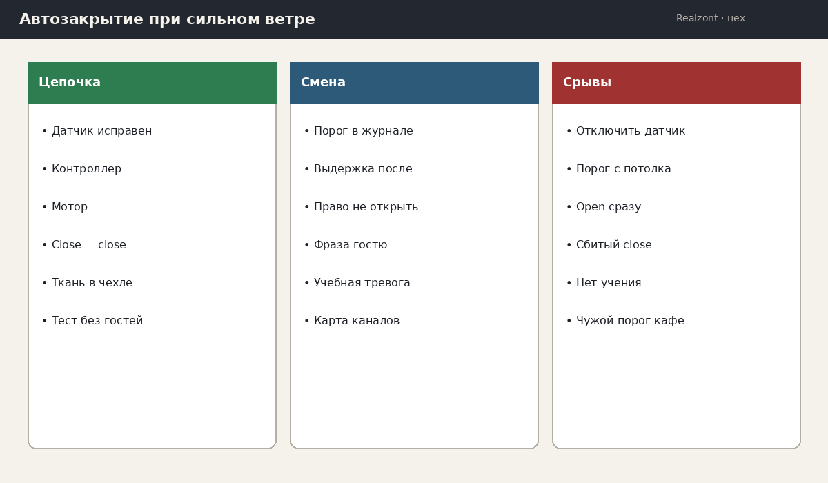 Автозакрытие при сильном ветре