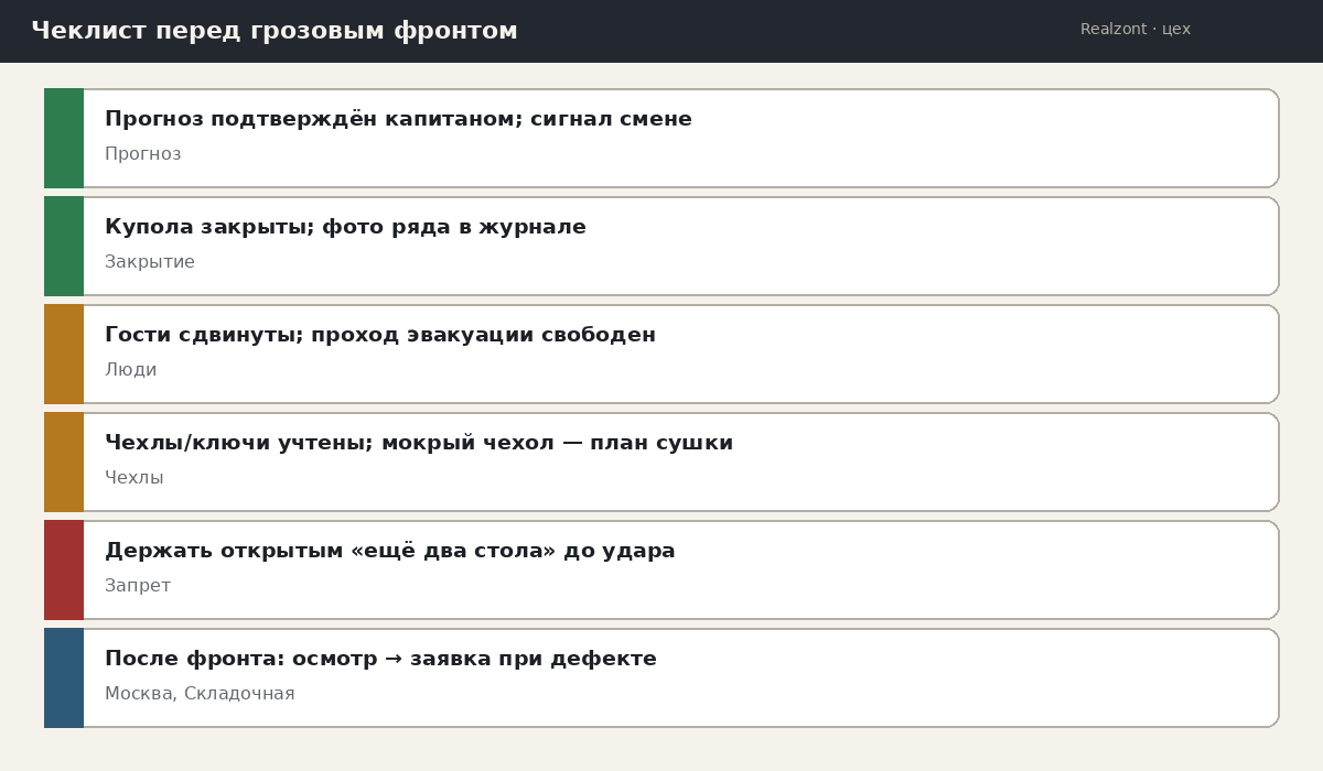 Чеклист перед грозовым фронтом