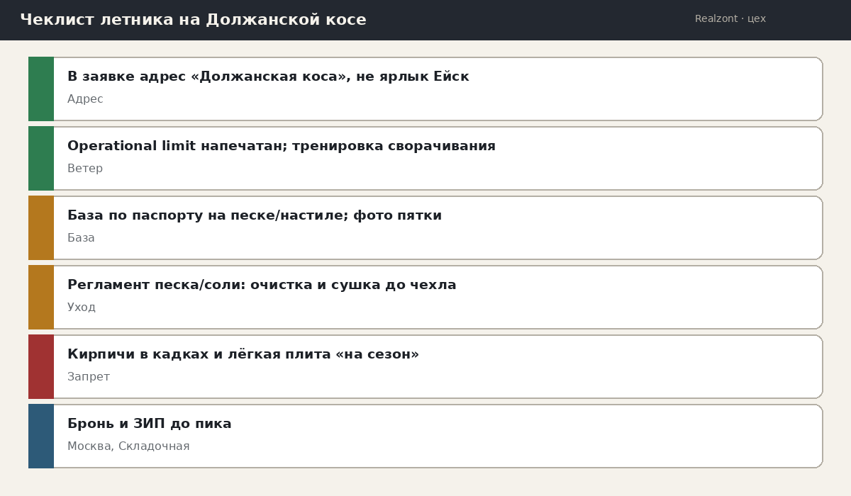 Чеклист летника на Должанской косе