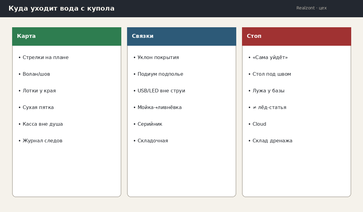 Схема: куда уходит вода с купола