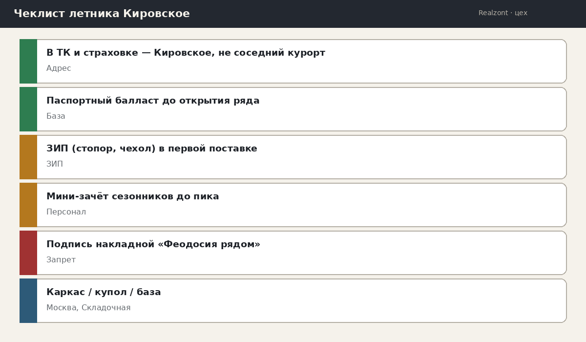 Чеклист летника Кировское