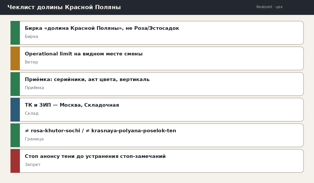 Чеклист запуска летника в долине