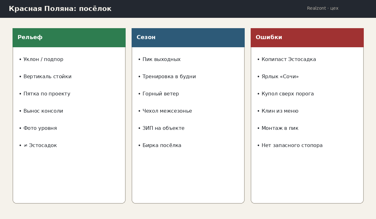 Схема тени: посёлок Красная Поляна