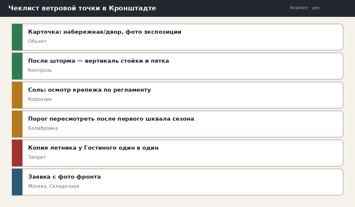 Чеклист ветровой точки в Кронштадте