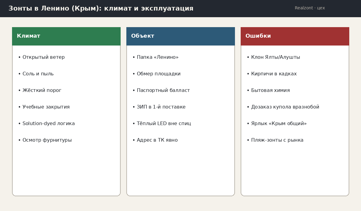 Зонты в Ленино (Крым): климат и эксплуатация