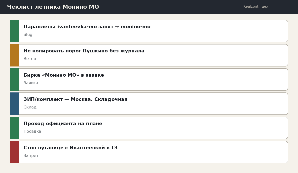 Чеклист летника Монино МО
