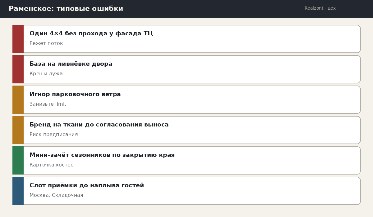 Раменское: типовые ошибки