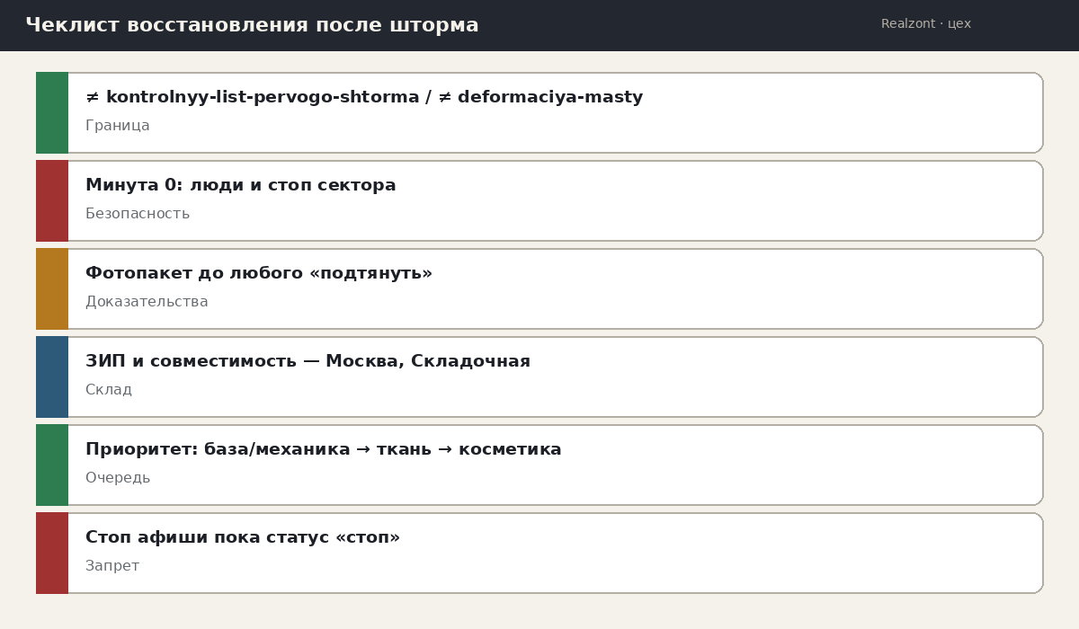 Чеклист восстановления летника