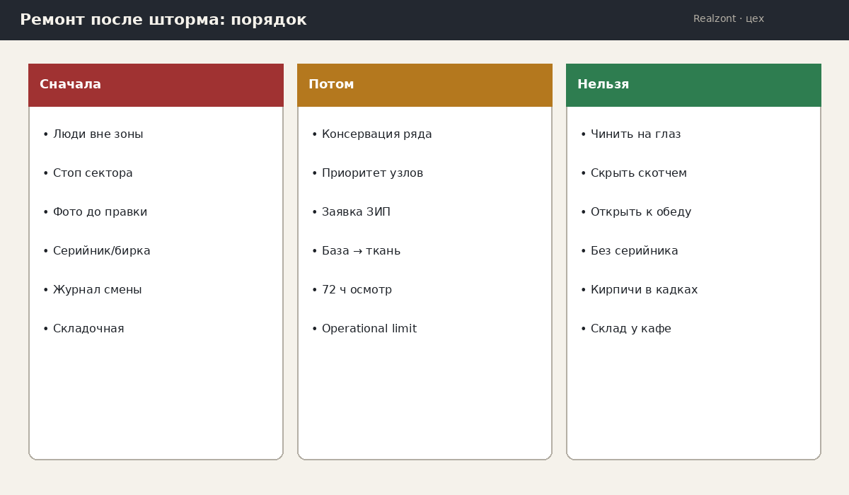 Схема порядка действий после шторма