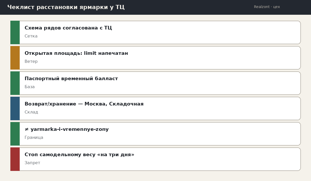 Чеклист расстановки ярмарки у ТЦ