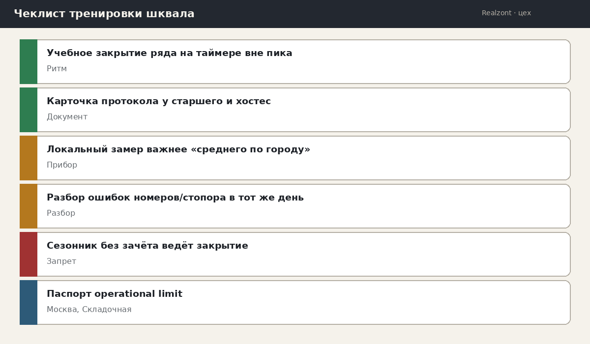 Чеклист тренировки шквала