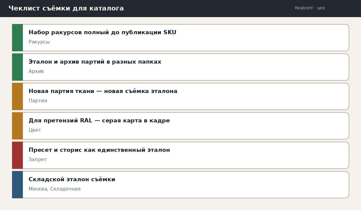 Чеклист съёмки для каталога